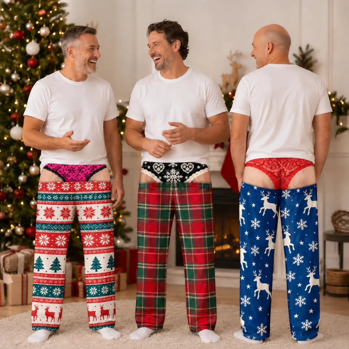 👖🔥 Cheeky Underwear Illusion Christmas Pajama Pants – Funny  Holiday Lounge Pants