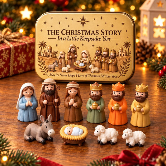 ✝️✝️🌟Mini Nativity Scene Keepsake Tin — Pocket-Sized Christmas Holy Family Set