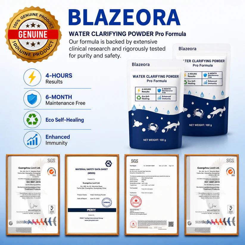 🌟 Official Store |⏱️ Crystal Clear in 24 Hours! | Blazeora Water Clarifying Powder