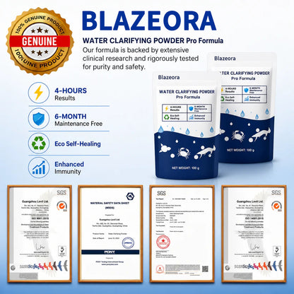 🌟 Official Store |⏱️ Crystal Clear in 24 Hours! | Blazeora Water Clarifying Powder