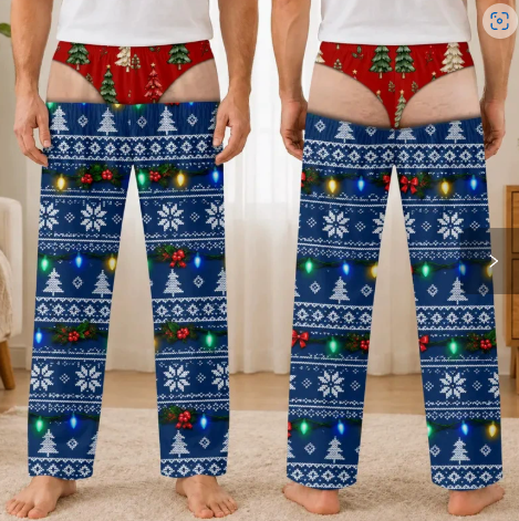 👖🔥 Cheeky Underwear Illusion Christmas Pajama Pants – Funny  Holiday Lounge Pants