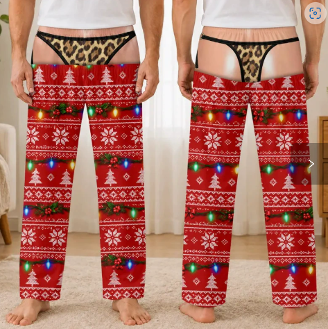 👖🔥 Cheeky Underwear Illusion Christmas Pajama Pants – Funny  Holiday Lounge Pants