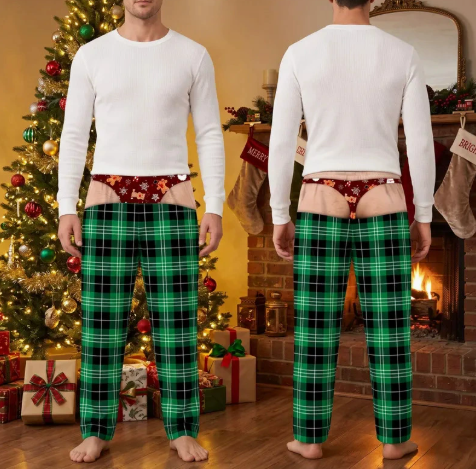 👖🔥 Cheeky Underwear Illusion Christmas Pajama Pants – Funny  Holiday Lounge Pants