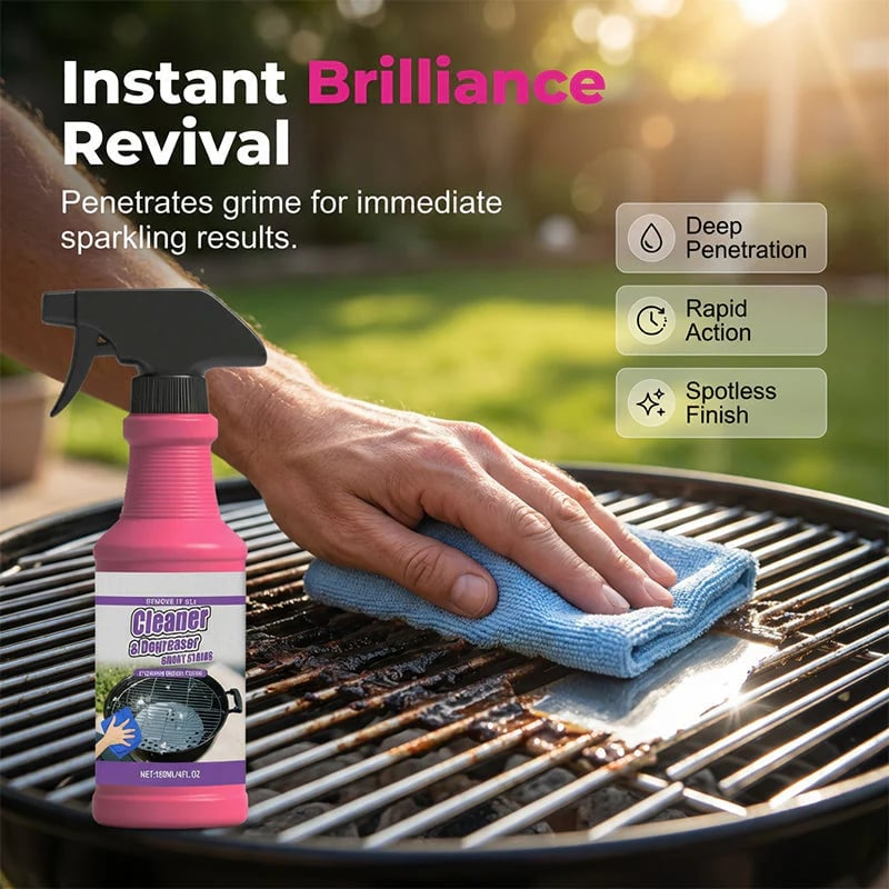 🔥Place an order and receive a free sponge and cleaning cloth—Fast-Acting Heavy-Duty Grill Degreaser Spray